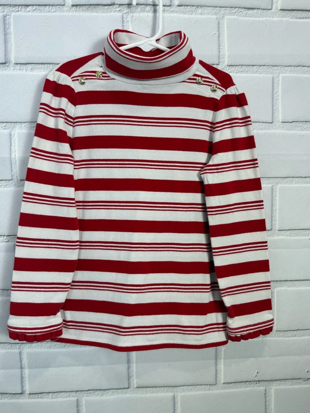 Gymboree Girls Red White Striped Turtleneck Top Size 7 Nautical Preppy